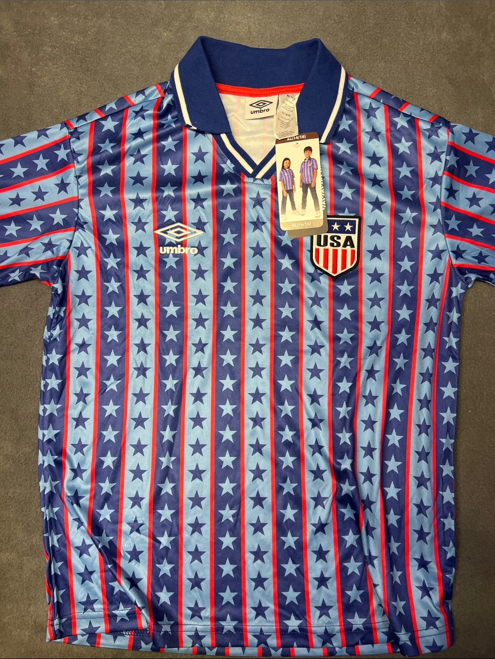 Umbro USA Star Stripe Soccer Jersey - Blue/Red/White